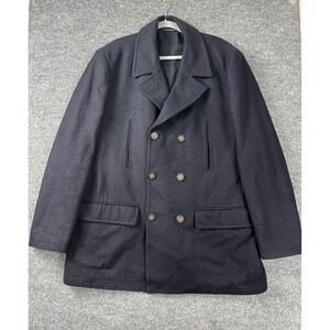 Ralph Lauren Coat Men Size 48L Navy‎ Blue Luke Peacoat Wool Heritage Nautical